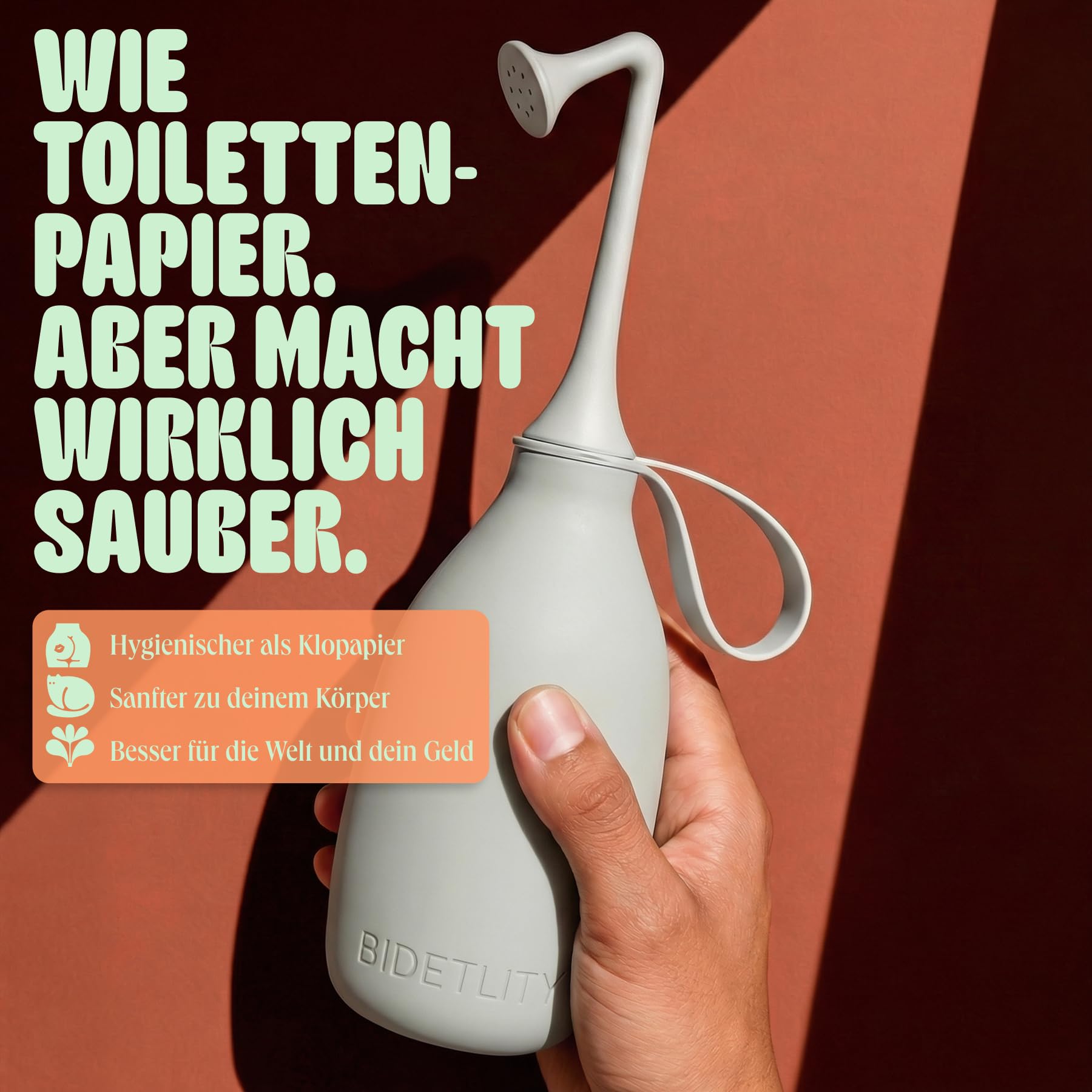 Podusche & Intimdusche 3.0 – Ersetzt Feuchttücher & Toilettenpapier, Neuer Duschkopf, Tragbares Reisebidet mit Tasche, BPA-frei