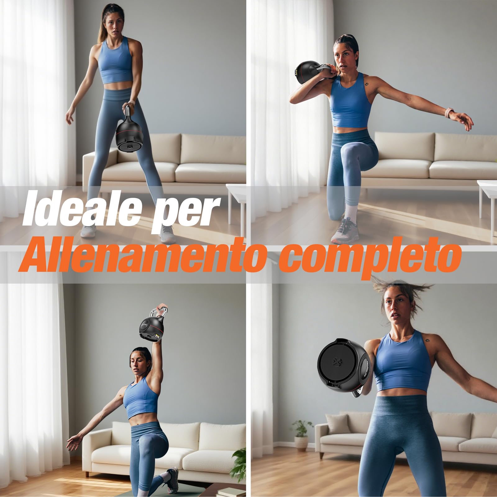 DH FitLife Kettlebell Regolabile 7 in 1 (1,5-10 kg) | Kettlebell con 7 Livelli di Peso | Manubrio per Allenamento a Casa & Fitness | Ideale per Allenamento Completo del Corpo | Compatto & Salvaspazio