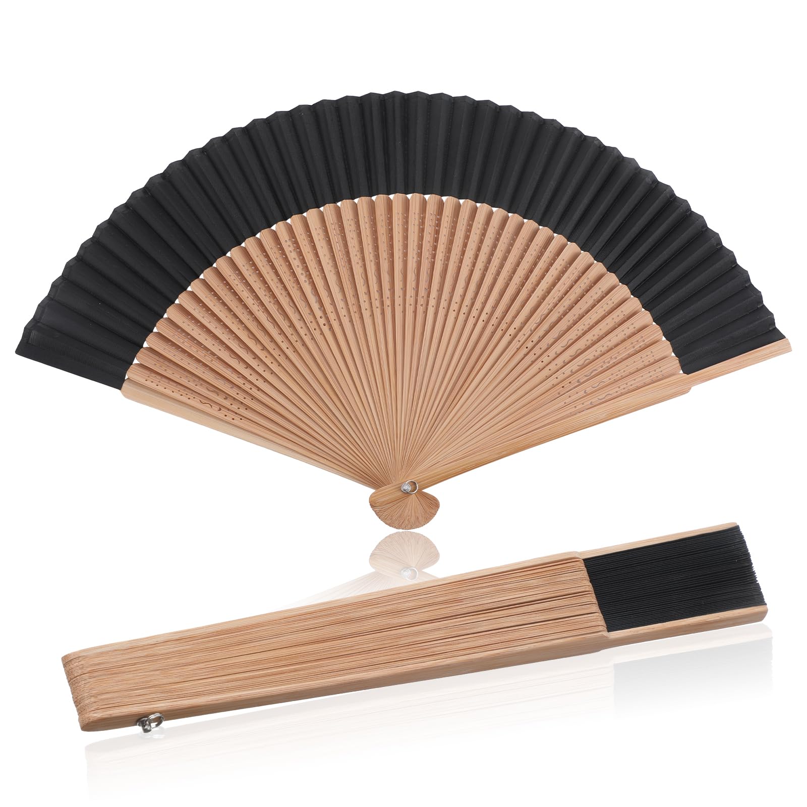 Nogeqi Handheld Folding Fan, Bamboo Foldable Hand Fan for Women