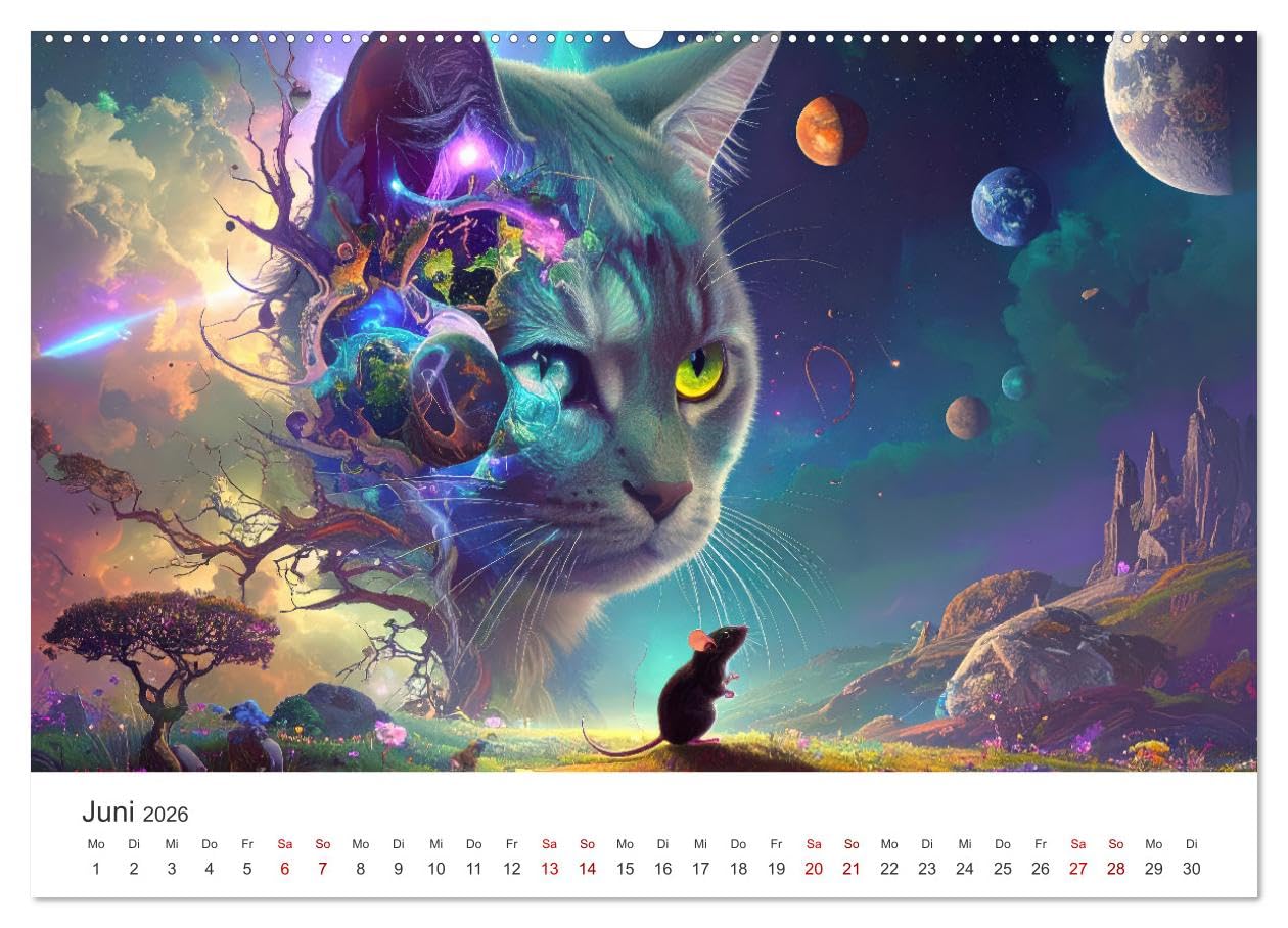 Kunst Katzen (Wandkalender 2026 DIN A2 quer), CALVENDO Monatskalender: Katzen in den verschiedensten Kunstepochen