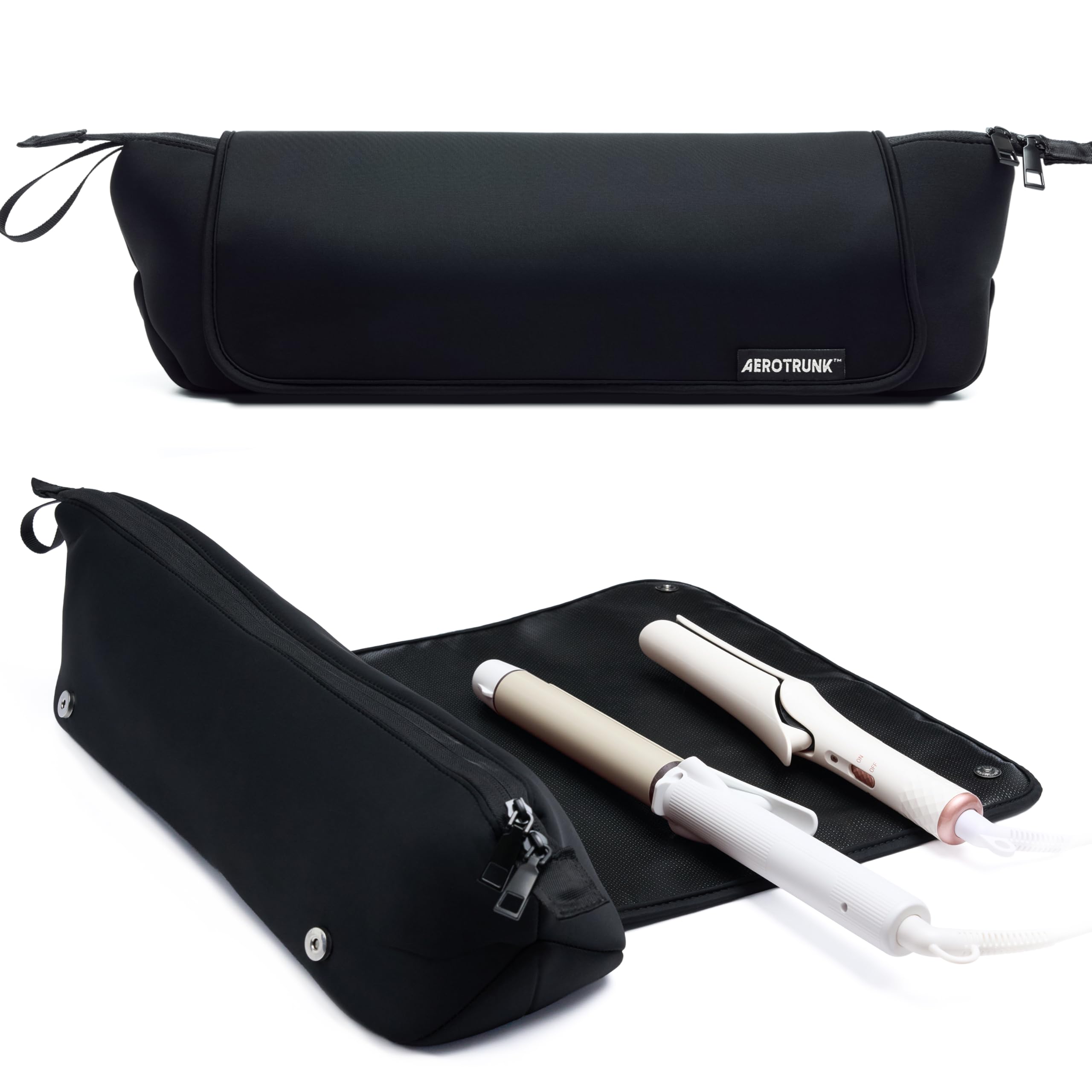 Aerotrunk Hair Tools Organizer & Travel Bag with Heat Resistant Mat, Black