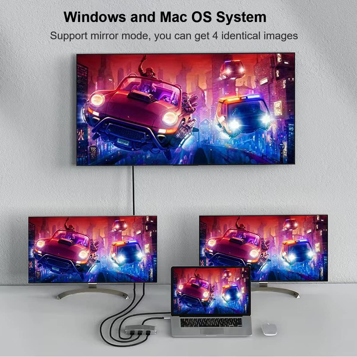 WJESOG USB C to 3 HDMI Adapter,Type C Multi Monitor 3 Port,Support Dual 4K@60Hz or One 4K@60Hz and Two 4K@30Hz