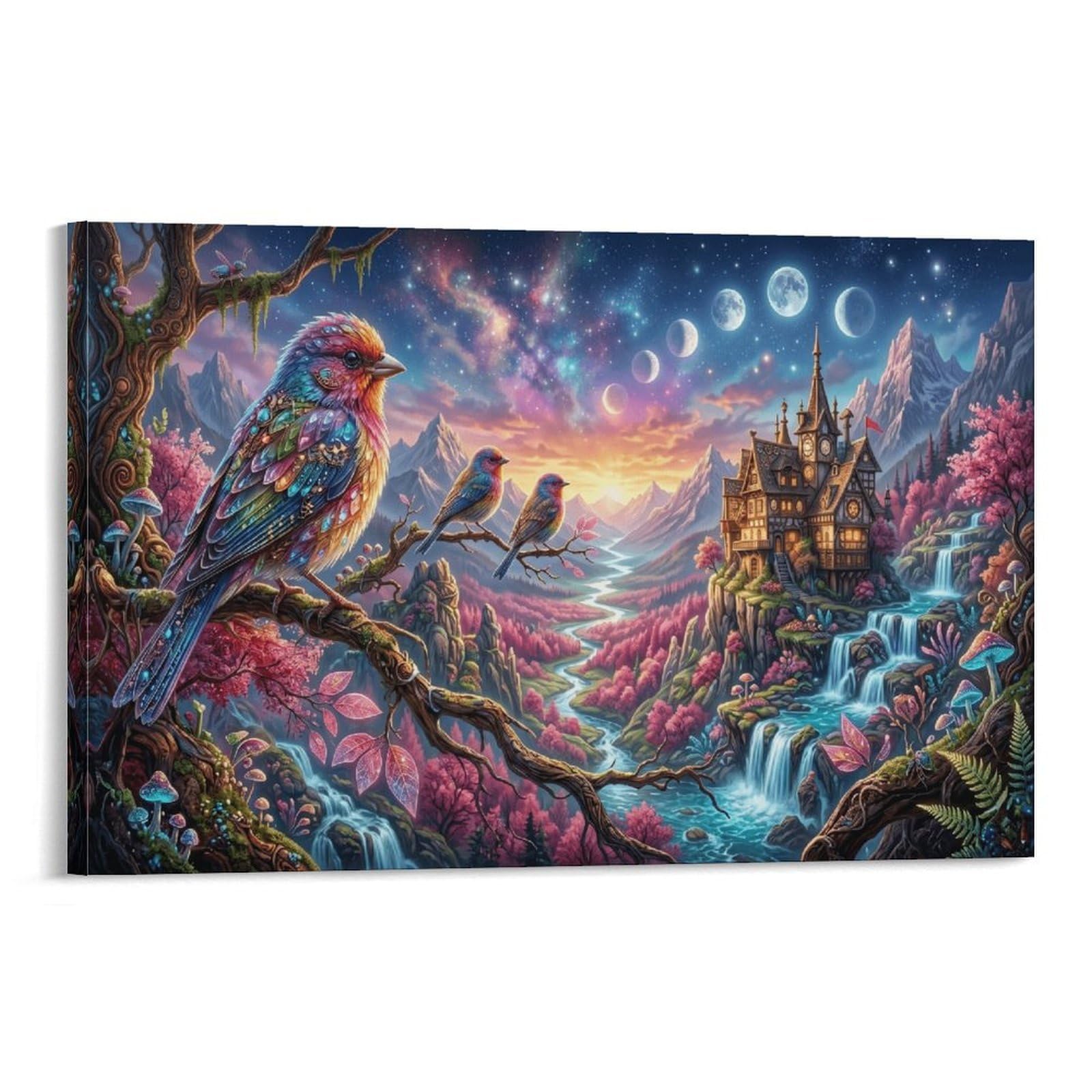 XPASHIQWC Bird Wall Decor Poster Lunar‑Phase Valley Giclee Canvas Prints Modern Wall Art Picture Wall Hanging for Home Decorations 24x36inch(60x90cm)