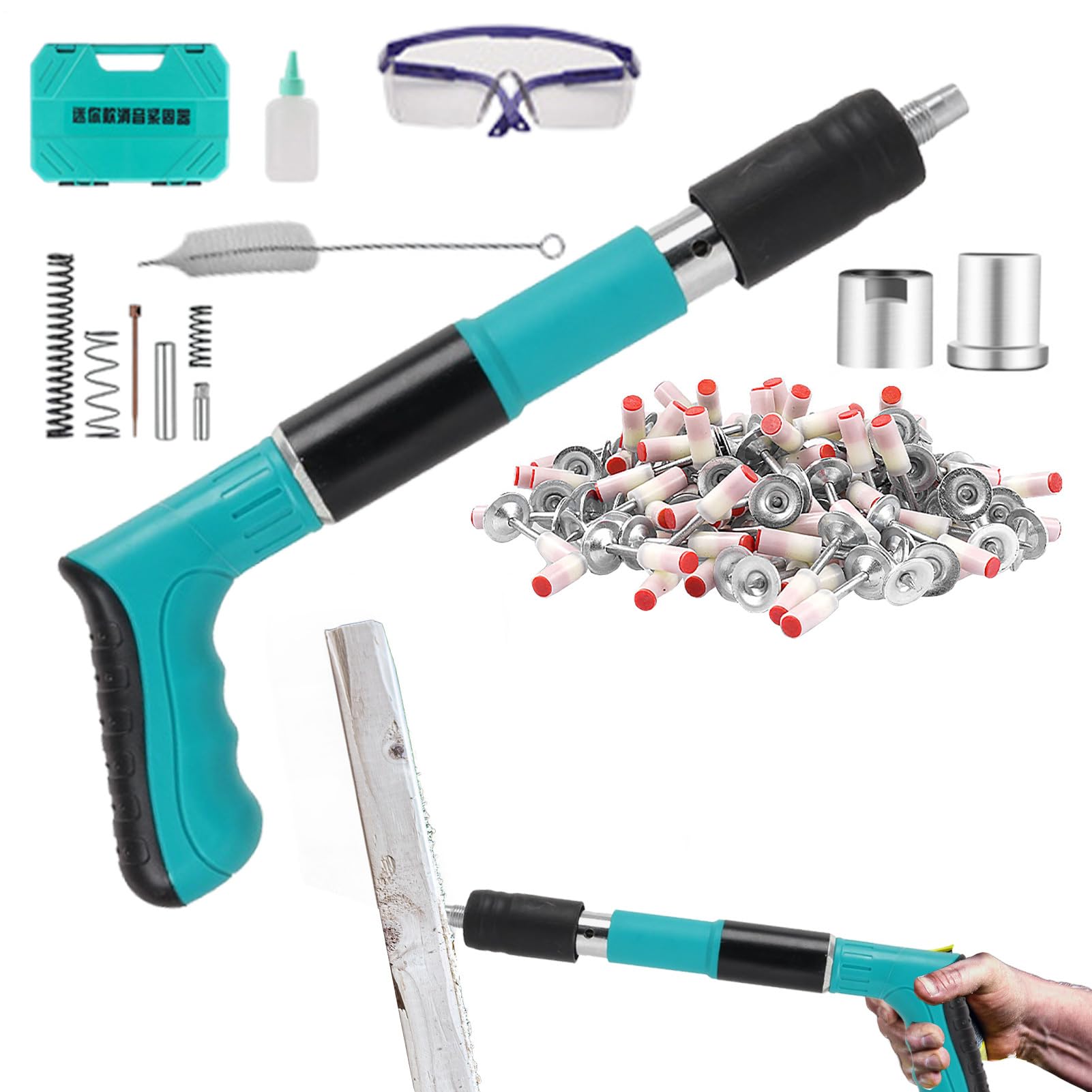 Chiodatrice per tetto – Strumento di fissaggio compatto per pareti in cemento, fissaggio mini impatti, design facile da usare, riduzione del rumore, chiodatrice con manico staccabile per installazione