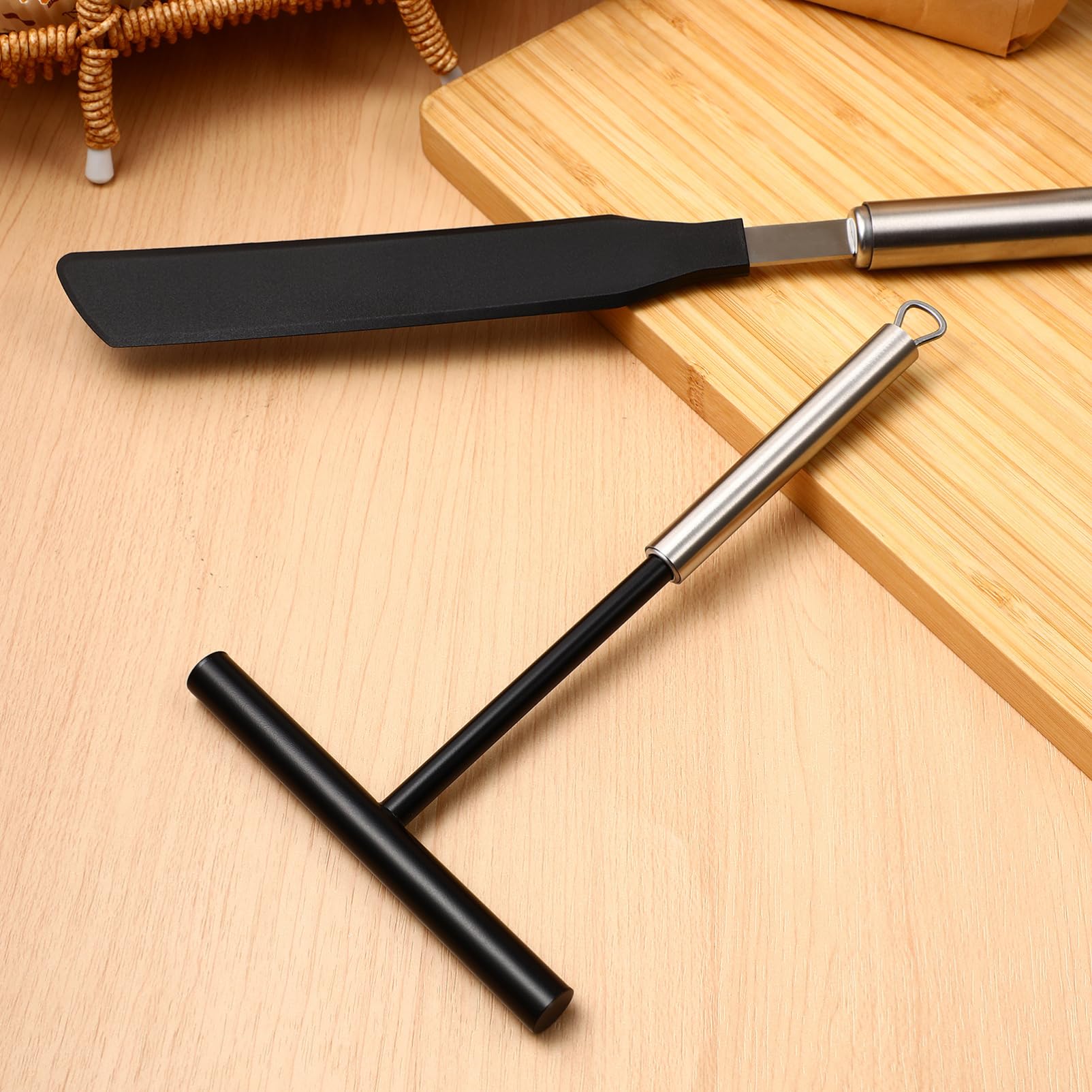 Set de Utensilios de Cocina Espátula para Crema y Raspador de Acero Inoxidable, Reutilizable y Práctico para Uso en Hogar y Hotel