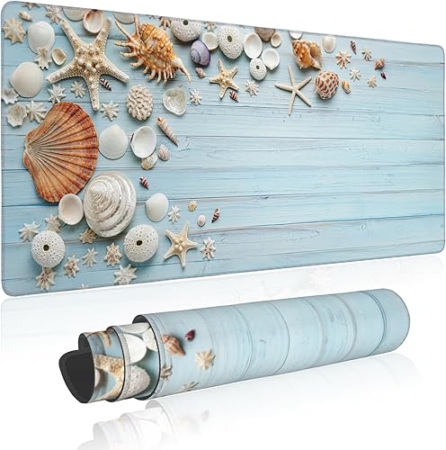 Miniatura 8 de Alfombrilla de mouse extendida para juegos con hojas tropicales abstractas, con bordes cosidos, base de goma antideslizante, alfombrilla de mouse