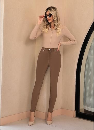 Miniatura 7 de GRAPENT Jeans ajustados para mujer, cintura alta, elásticos, clásicos, de tiro alto, adelgazantes, pantalones de mezclilla