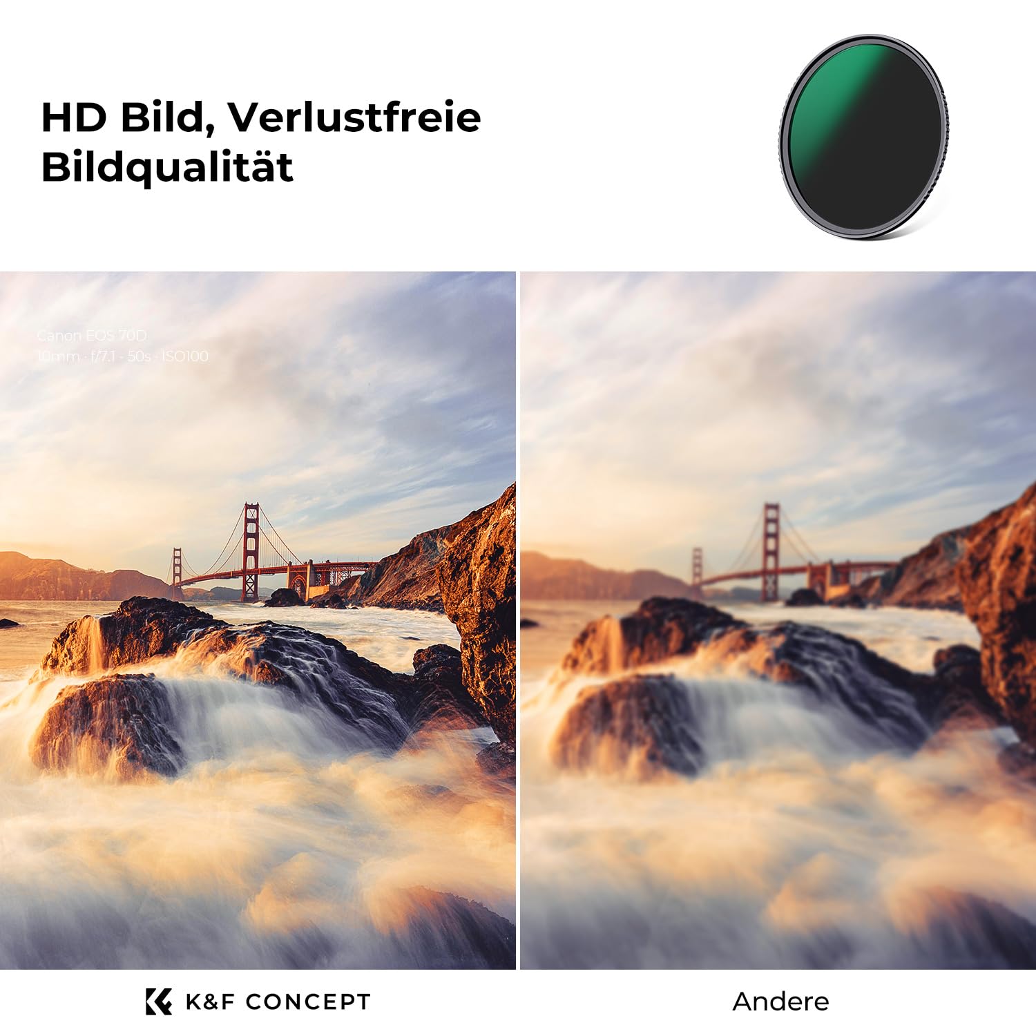 K&F CONCEPT 67mm ND Filterset ND8 + ND64 + ND1000 Filter + Tasche + 3 Tücher mit Fester Neutraldichte 3/6/10 Blendenstufen, Nanobeschichtung, HD, wasserdicht (Nano Dazzle-Serie)