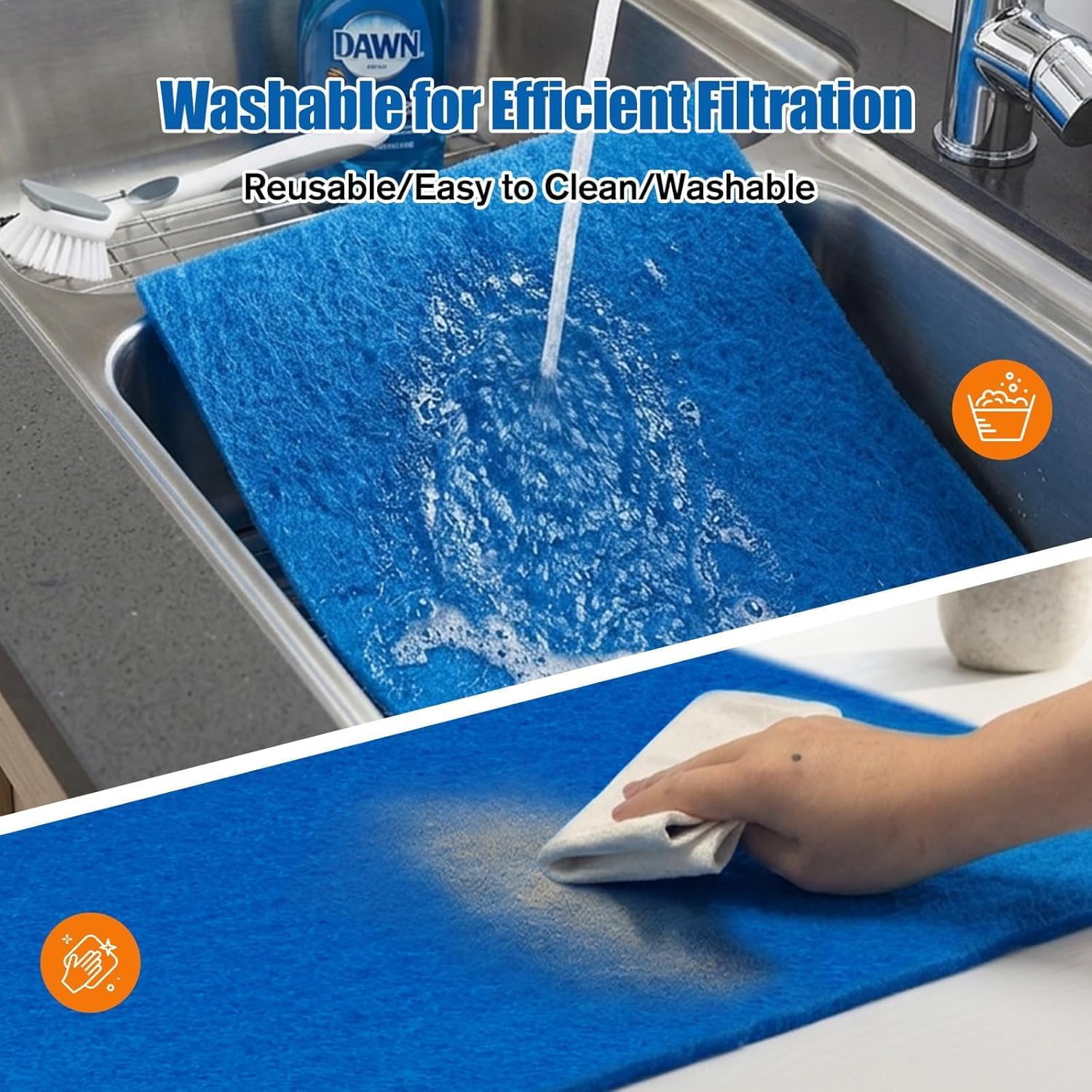 20x20x1 Reusable Air Filter 2 Pack Cut To Fit for Home Furnace AC HVAC Vents, Washable High Air Flow Polyester Fiber Filter Media (20x20x0.7in Actual)