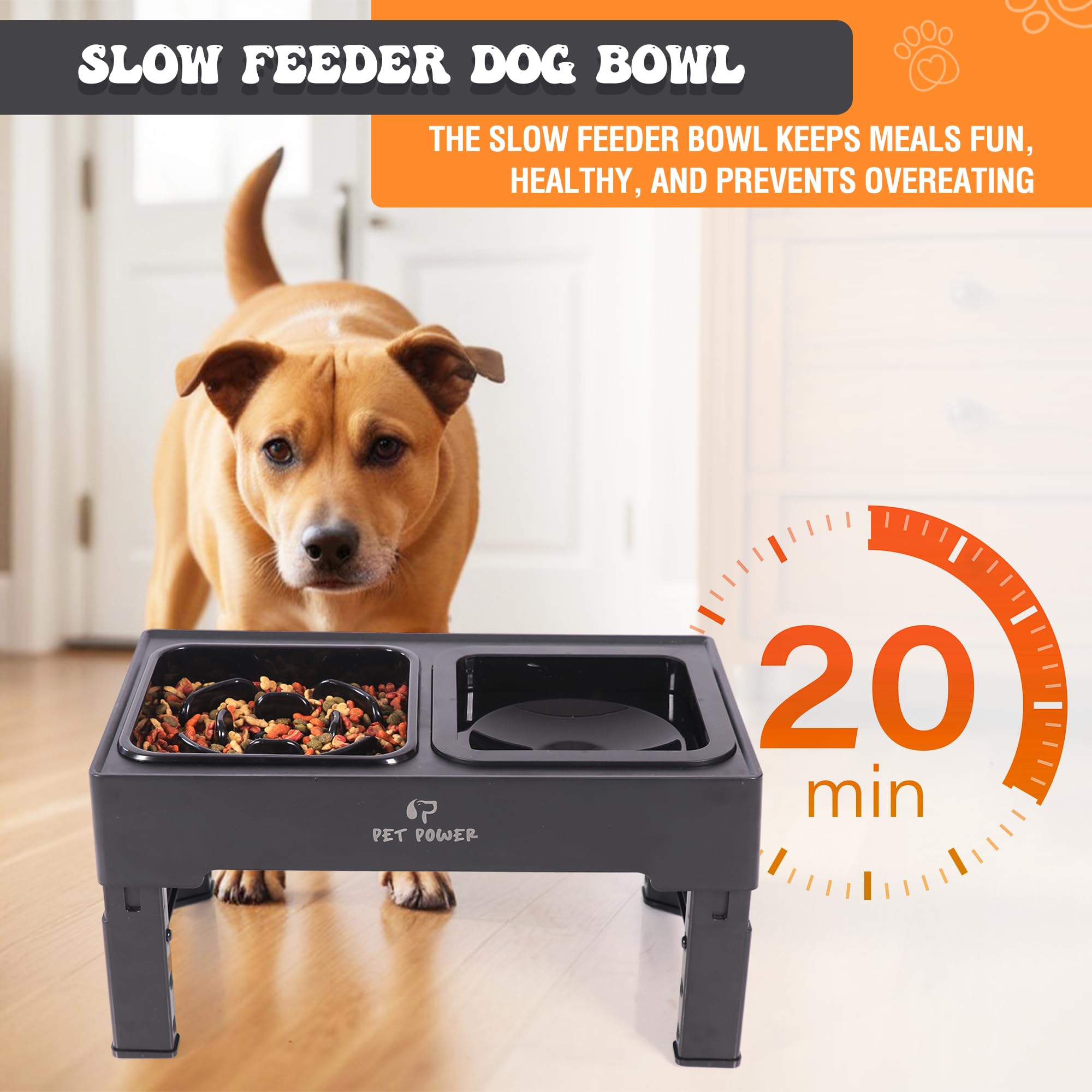 Cuencos elevados para perros de 4 alturas ajustables con cuenco de agua antiderrames y comedero lento, cuencos antideslizantes para alimentos y agua para perros grandes, medianos y pequeños,