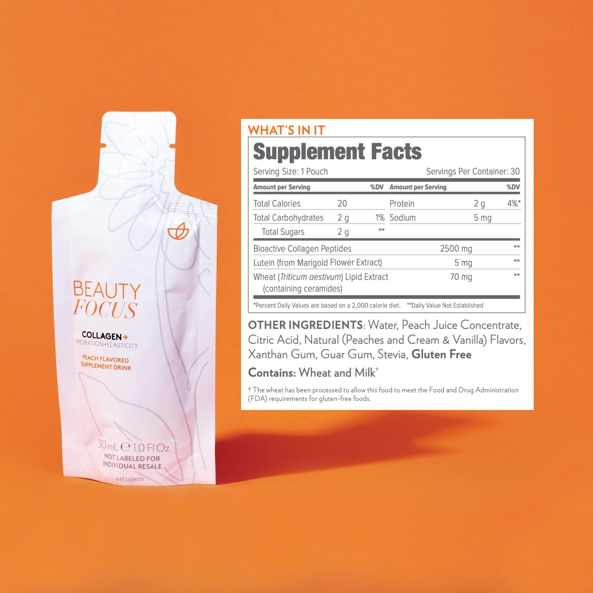 BEAUTY FOCUS COLLAGEN+ 30ポーチ Beauty Focus Collagen Plus | Peach Flavor | 1.0 Fl Oz | 30 Packets