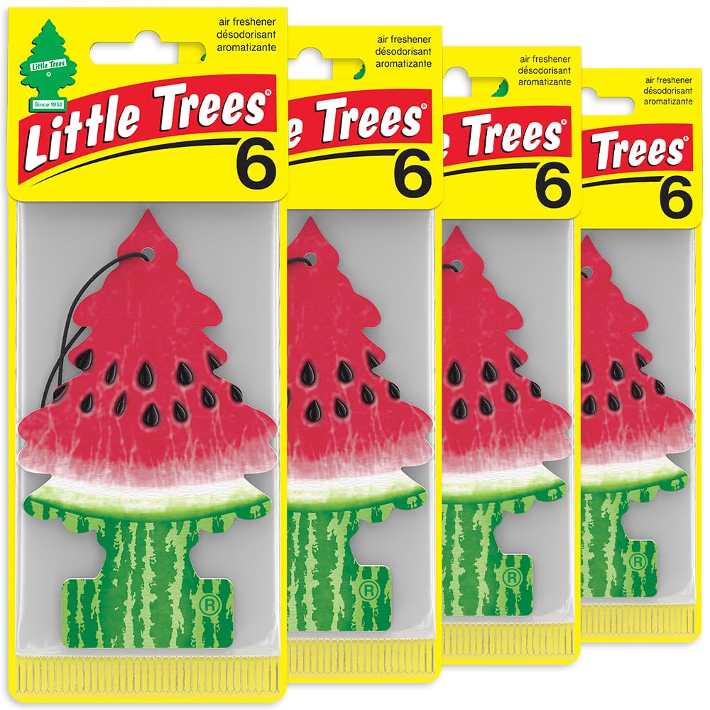 Car Air Freshener I Hanging Tree Provides Long Lasting Scent for Auto or Home I Watermelon, 6-Packs (4 Count)