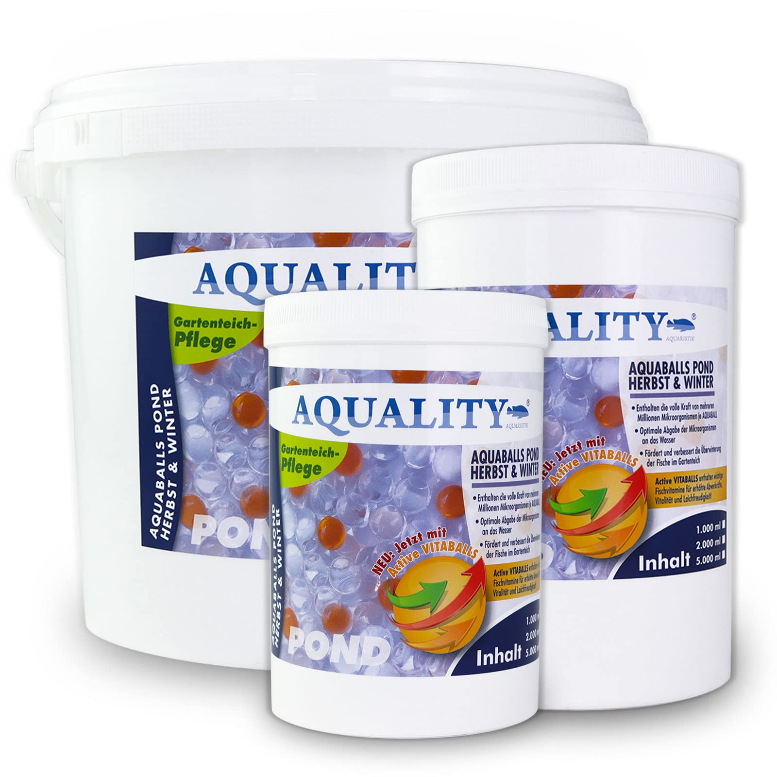 AQUALITY AQUABALLS Herbst & Winter für den Gartenteich (Lebensnotwendigen Mikroorganismen - Optimale Abgabe bis zu 4 Wochen - Perfekt überwintern), Inhalt:5 Liter