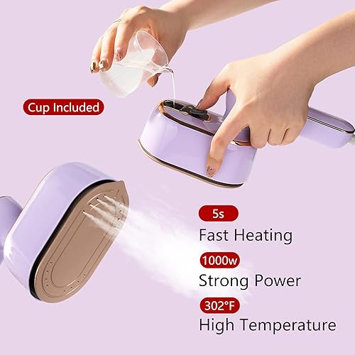 Miniatura 3 de Mini plancha de vapor de viaje, plancha de vapor portátil de mano para ropa con calentamiento rápido de 5 segundos, vaporizador giratorio de 180