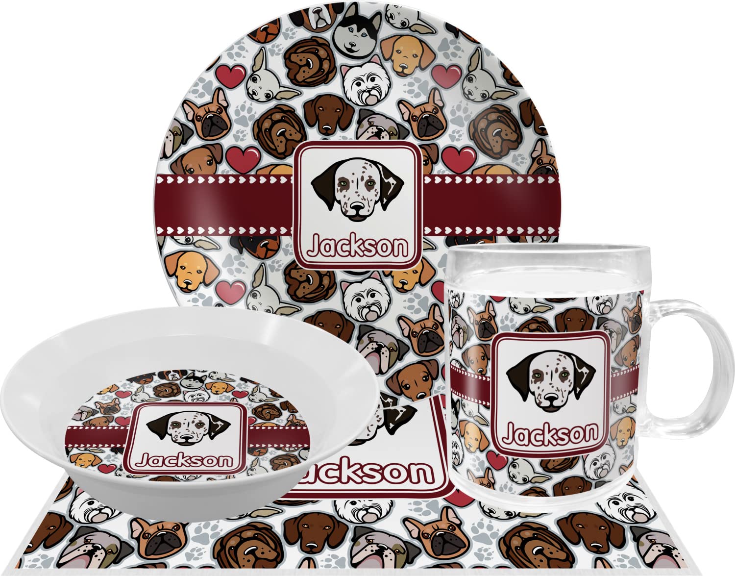 Personalized Dog Faces Melamine Bowl - 12 oz