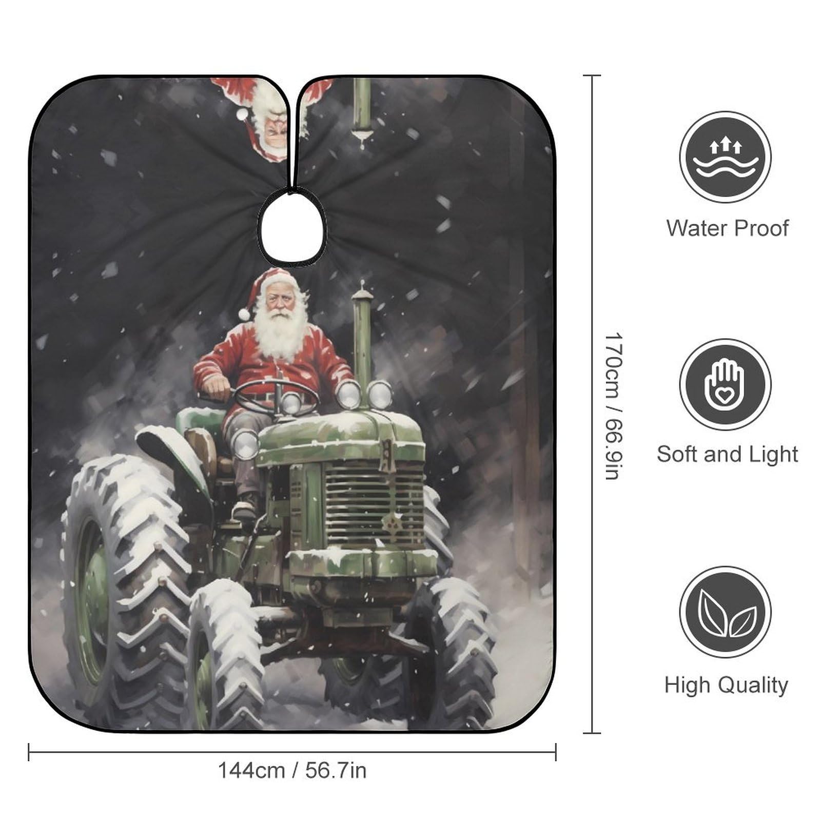 Santa Tractor Hair Cutting Cape for Men Women Waterproof Barber Cape Adjustable Salon Haircut Capes