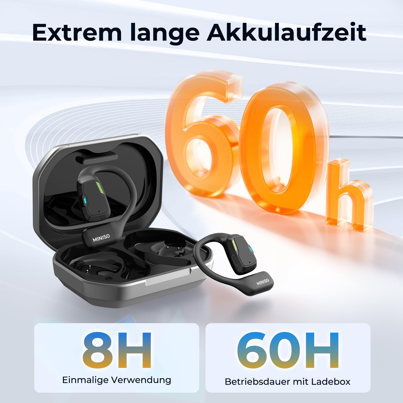 MINISO M98 AI Übersetzer Kopfhörer, 3-in-1 Echtzeit Übersetzungskopfhörer mit App, 134 Sprachen, LCD Touchscreen, Open Ear Ohrhörer