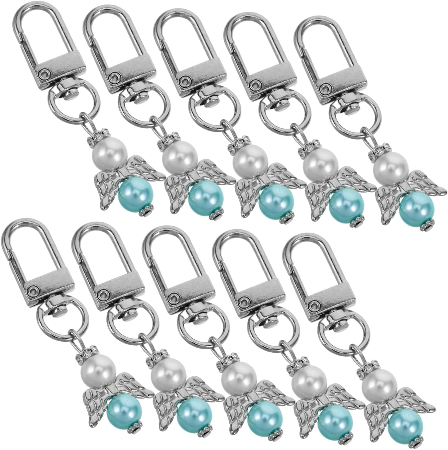 LALADEFIEE 10pcs Angel Keychain Party Favor For Weddings Birthdays Baptisms And Special Occasions Elegant Small Metal Luggage Keychain