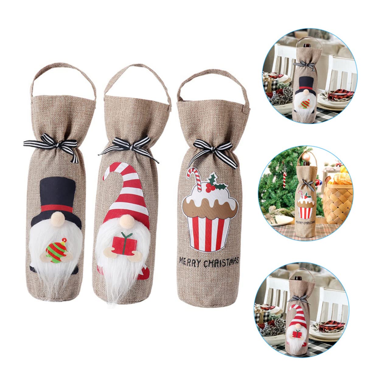 Alipis 9 Piezas Cubierta De Botella De Vino Bolsas De Vino Cubiertas De Bolsa De Botella De De Santa Adorno De Sueco Bolsas De Funda De De De Navidad