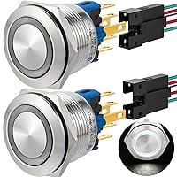 Vista 11 de 2 interruptores de botón de cierre de 0.866 in, 7/8 pulgadas, 110 V-120 V, SPDT, interruptor de encendido y apagado, impermeable, IP67, acero Azul