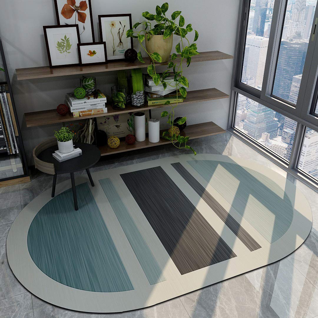 Tapis ovale géométrique antidérapant et lavable pour un entretien sans effort