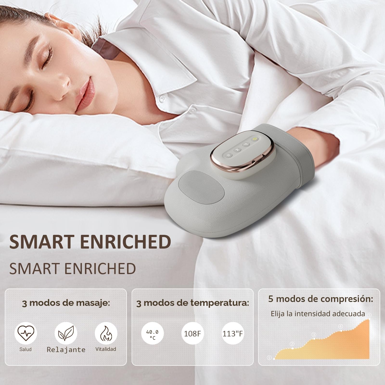 Masajeador de manos inalámbrico, masajeador eléctrico de mano | Masajeador de Manos Eléctrico, 3 Modos 5 niveles ajustables, Regalo para Hombres y Mujeres