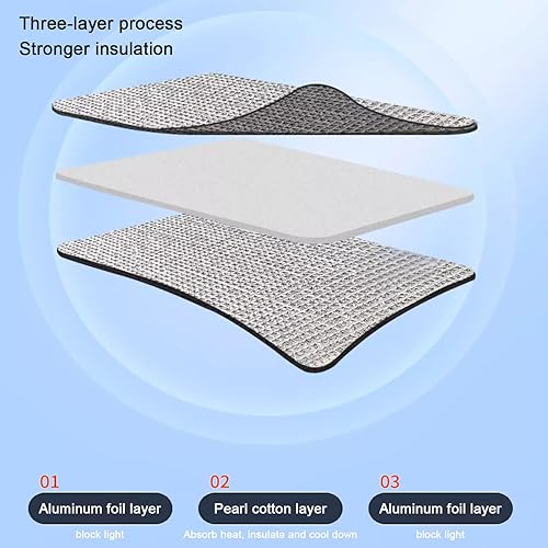 Miniatura 7 de KDDEON Película aislante de papel de aluminio para ventana, protección solar refrescante, película de bloqueo de calor, opacas, privacidad, no