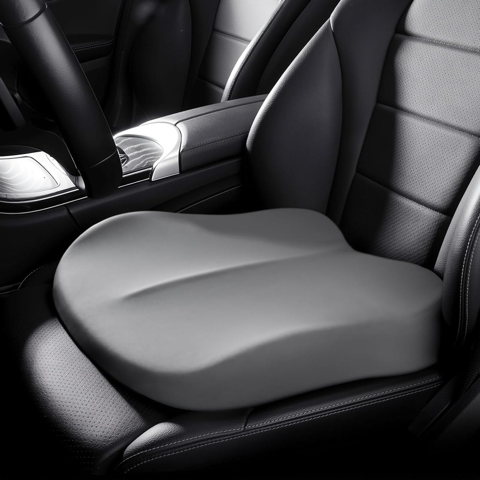 Rehausseur Voiture Adulte pour Toyota Aygo Memory Foam Seat Cushion, Portable Coussin Siège Voiture Coussin Conducteur Anti-Dérapant IntéRieur Accessoires,B Grey