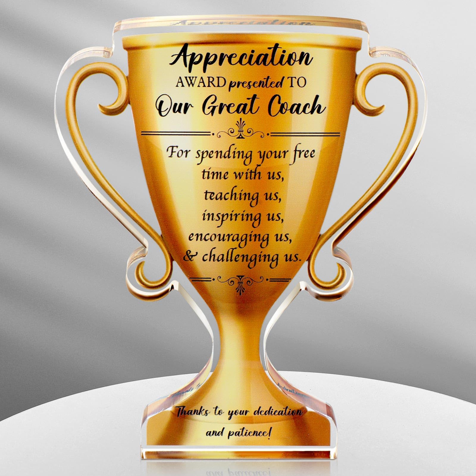 Panelee Thank You Gifts for Women Men Acrylic Appreciation Inspirational Gift Office Coworker Farewell Acrylic Sign Table Decor for Home(Trophies)