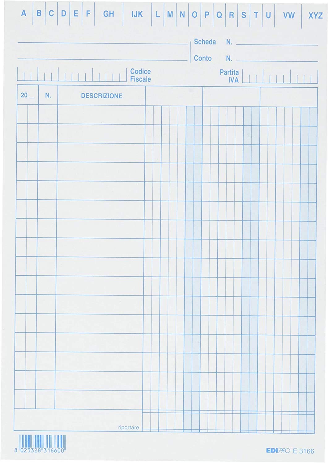 100 Schede A 3 Colonne Blù - Formato 17x12 Cm, Alta Qualità Per Archiviazione - Foto 2