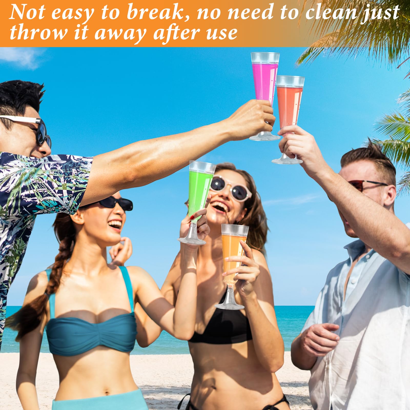 Plastic Champagne Flutes 40 Pack, 5.5 Oz Clear Disposable Plastic Champagne Glasses, Wine Glasses Cups for Wedding Celebration Birthday Party Wine Tasting New Years Eve Party Supplies