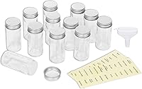 Vista 3 de Simple Houseware 12-Pack 3 oz Glass Spice Jars, Round Bottles with Shaker Lids, Funnel and Labels for Seasoning & Storage