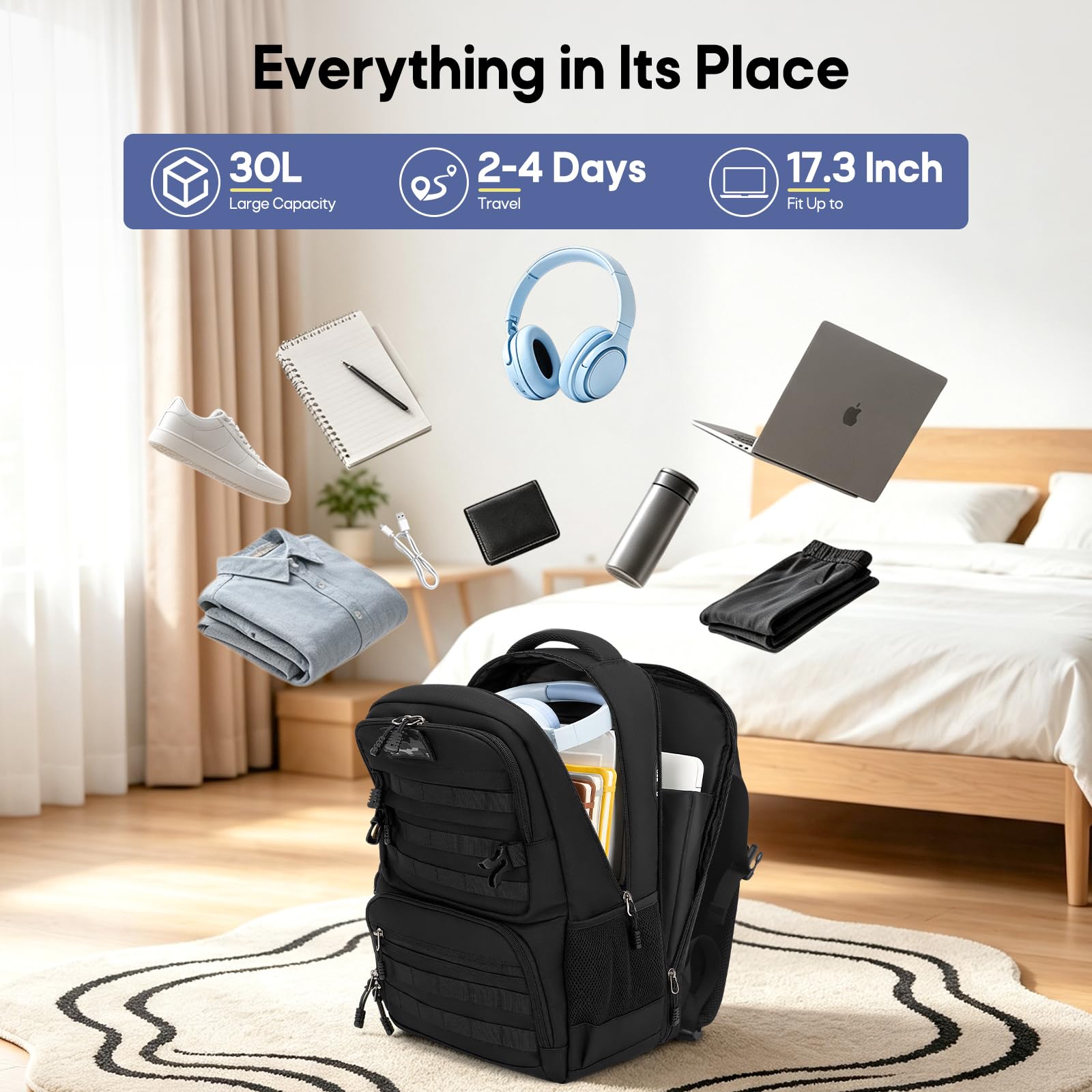 RAINSMORE Zaino Porta PC 17.3 Pollici con Scomparto Termico, Zaino Uomo