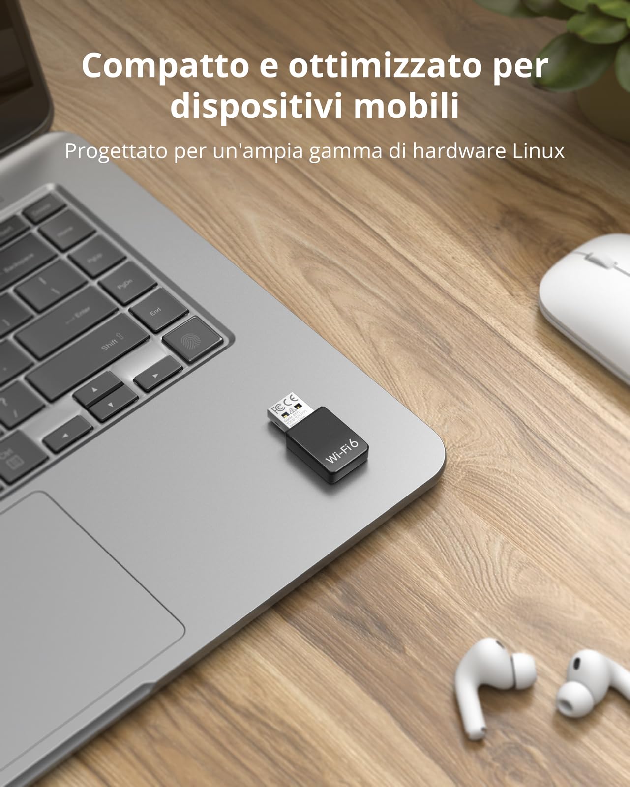 BrosTrend AX900 Wi-Fi 6 Chiavetta WiFi Linux con Ubuntu, Mint, Debian, Zorin, Raspberry Pi OS, Mate, Windows, etc. Mini Adattatore WiFi USB per PC Fisso Linux Dual Band 5GHz & 2.4GHz, USB 2.0, OFDMA