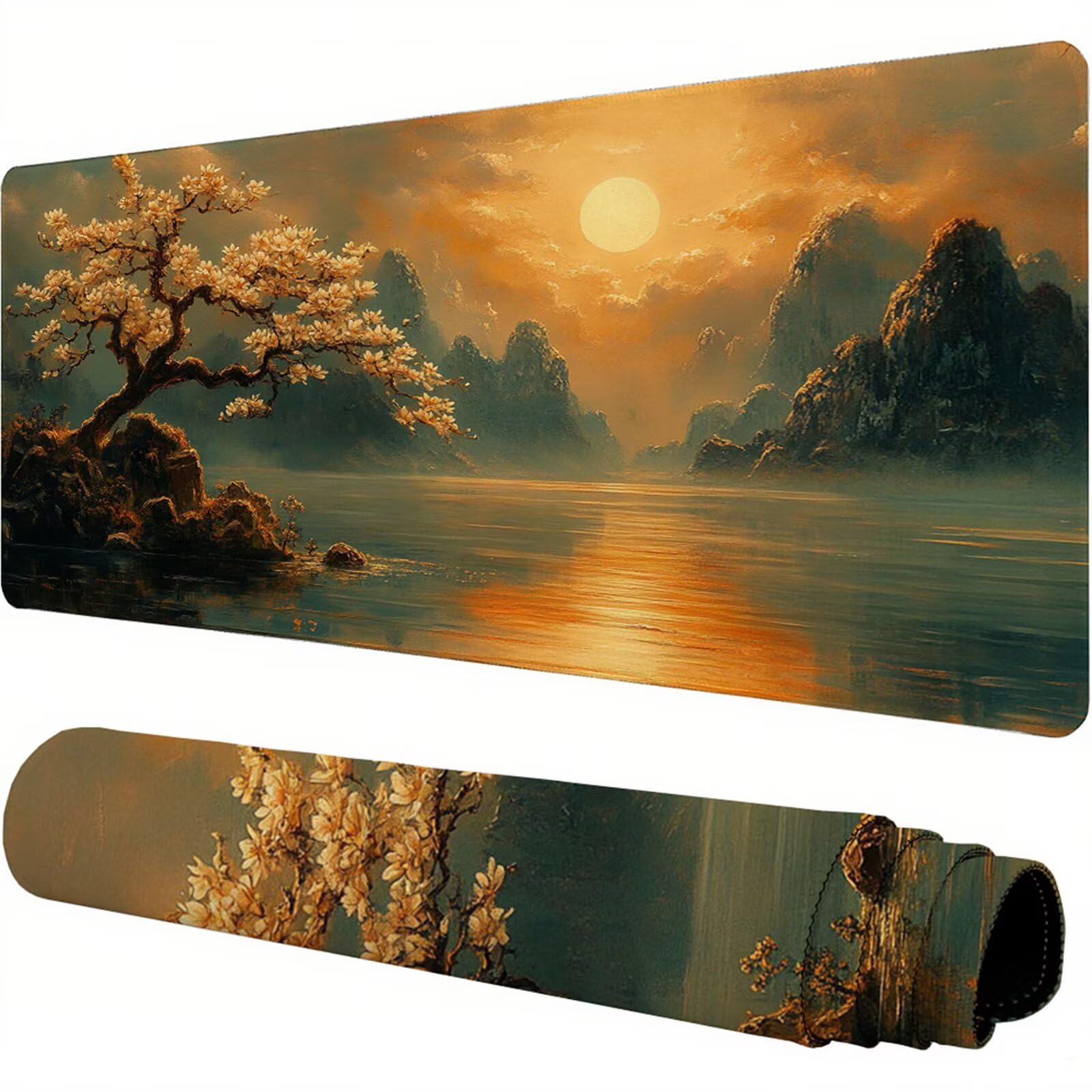 Żółta podkładka pod mysz XXL 1400 x 600 x 3 mm uchwyt pod biurko akcesoria antypoślizgowa gumowa podstawa i zszyte krawędzie podkładka pod mysz dla graczy do dekoracji biura dekoracyjnego, prezenty