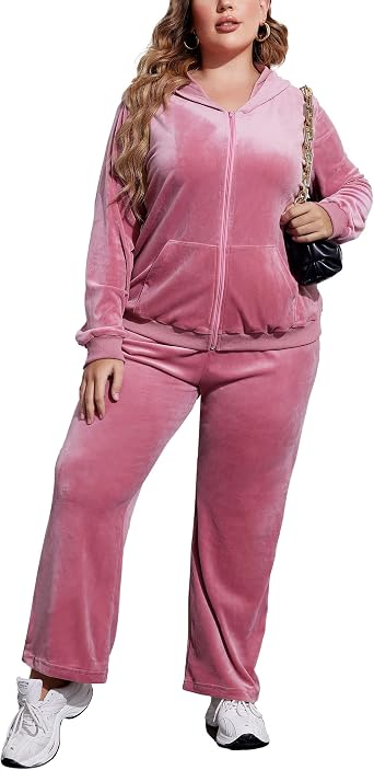 Velour Tracksuit Long Sleeve Sweatsuit 