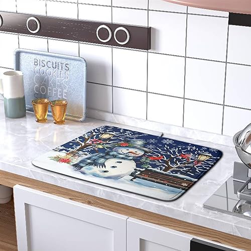 Vista 498 de Tapete de secado de platos con hojas de palma tropicales para encimera de cocina, 18 x 24 pulgadas, tapete de secado de cocina Monstera verde