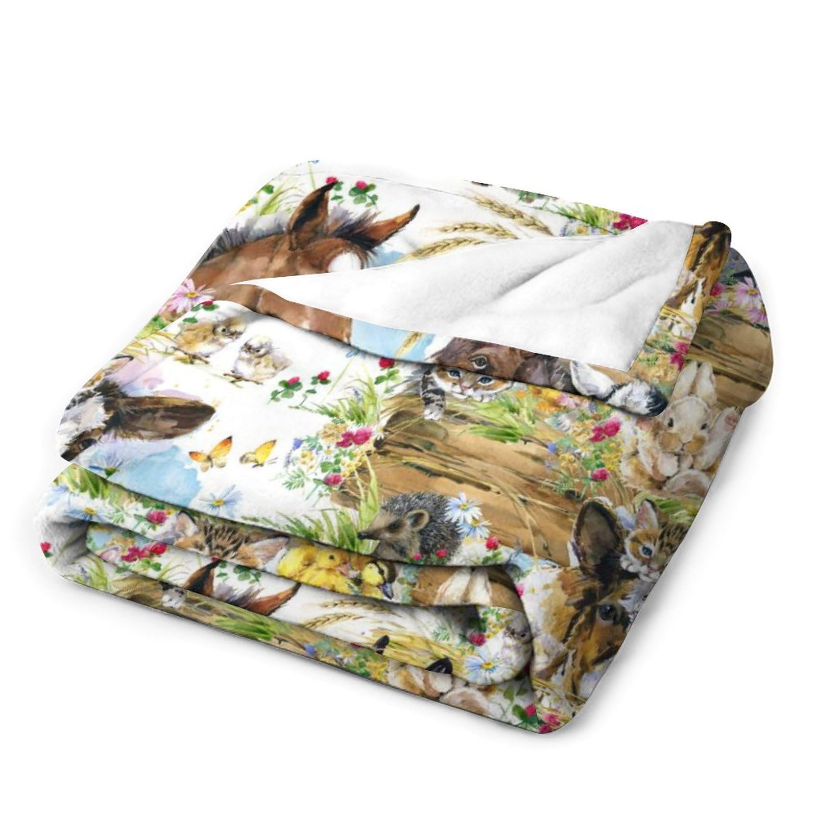 Simpatici animali domestici pollo cane anatra asino gattino gatto maiale floreale morbida flanella coperta da viaggio, soggiorno casa divano decorazione coperta, dormitorio ufficio pisolino coperta