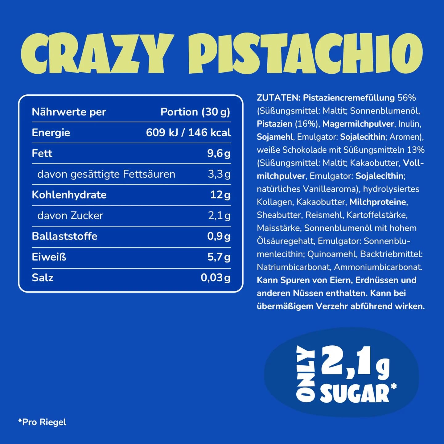 Ahead Cream-Filled Wafer Bar Mixbox 12 x 30g | Knusprige Waffel mit Cremefüllung, Schokolade ohne Zuckerzusatz | 2,4 g Zucker pro Riegel mit 3 Sorten: Crazy Hazel | White Crazy Hazel | Crazy Pistachio