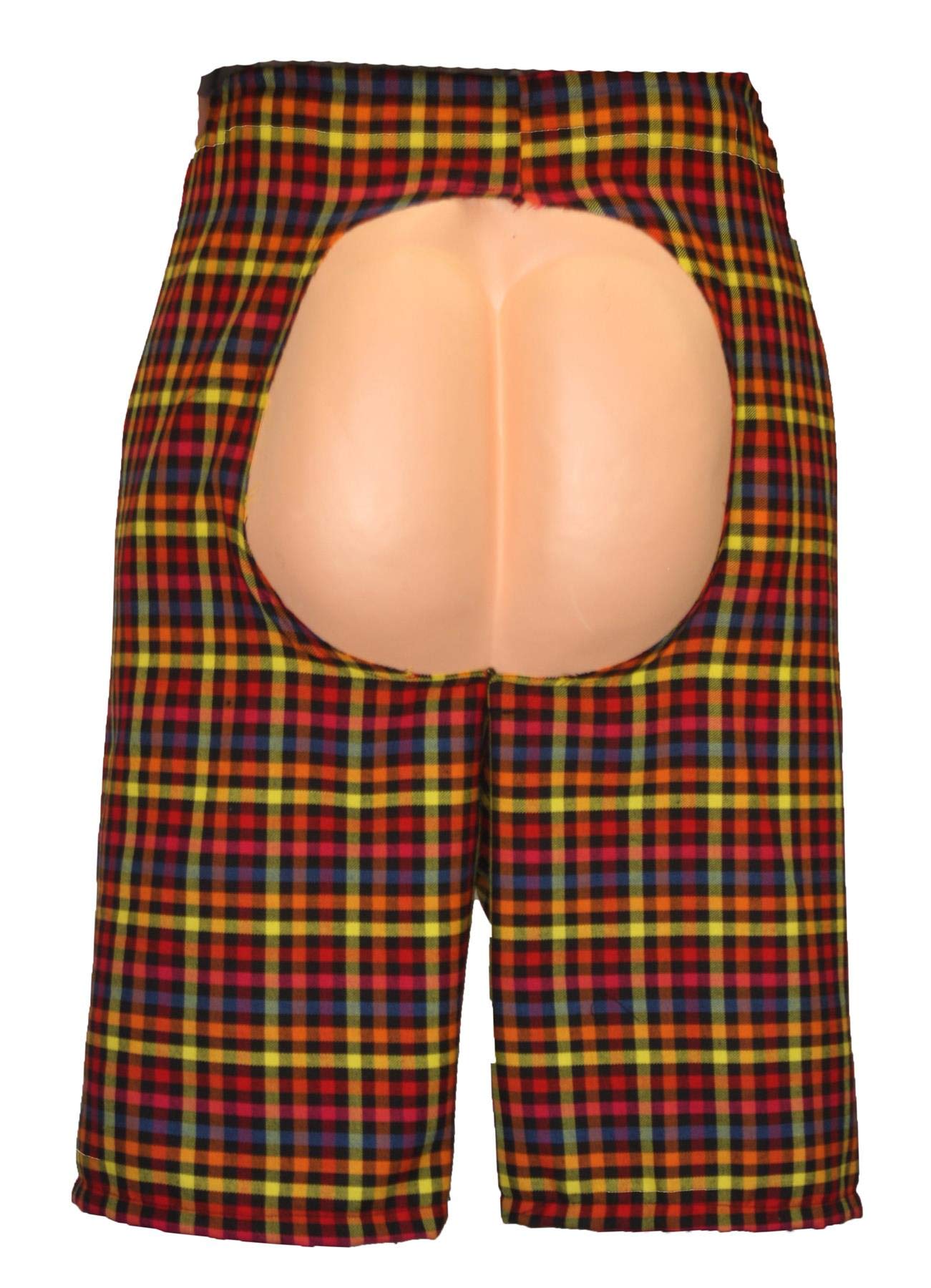The Dragons Den Adults Novelty Fake Bum Out Pants Joke Mooning Mooney Bermuda Bottom Exposed Shorts Fancy Dress [S-M Multicleck] — image 1
