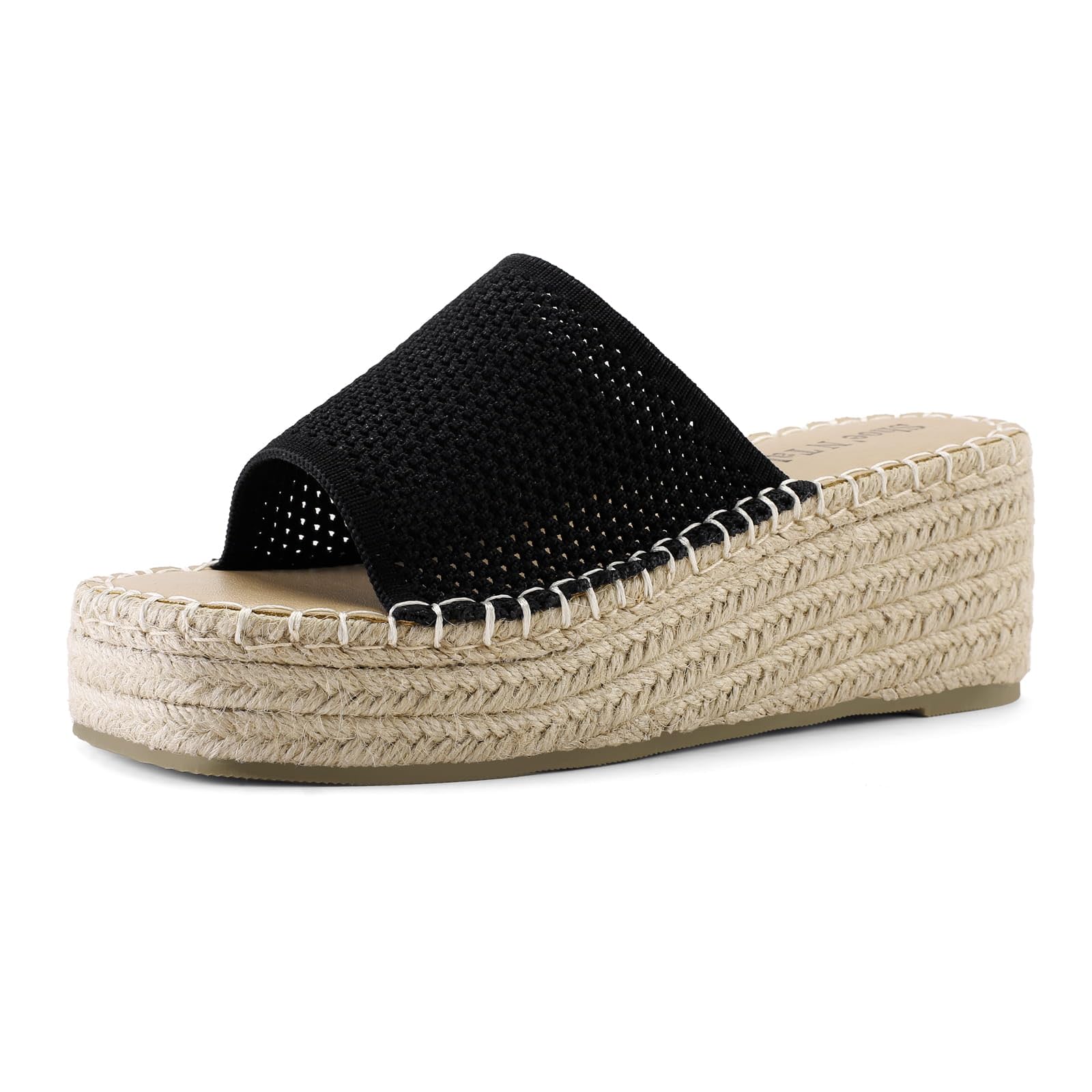 Shoe'N Tale Platform Espadrille Sandals for Women Wedges Slip On Mules Sandals Open Toe Slides Bohemia Beach Heels Sandals