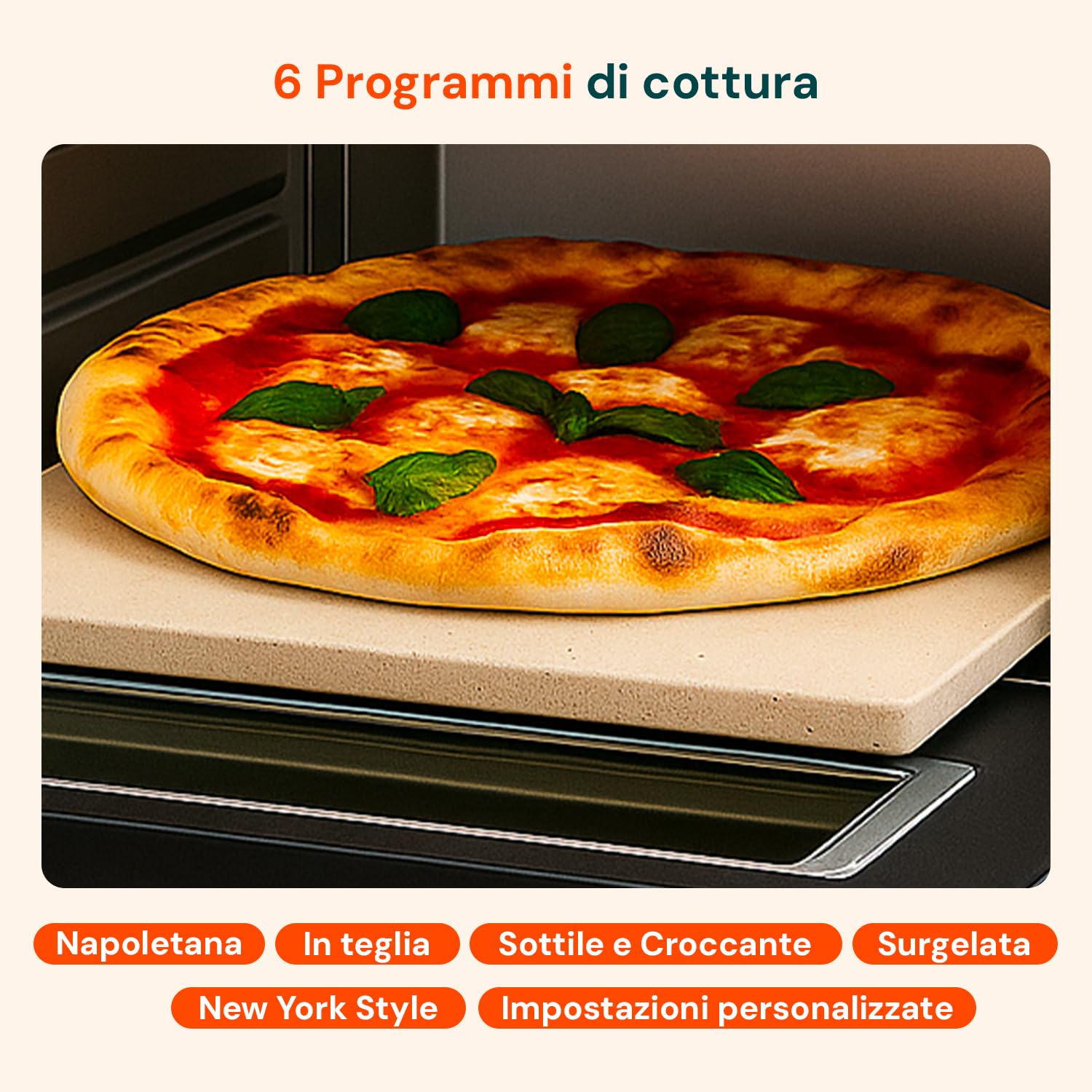 Avilia - Forno Pizza Elettrico 400°C con Display Digitale e 6 Programmi di Cottura, Include Pala per Pizza in Acciaio Inox, Facile da Usare con Controllo Preciso della Temperatura