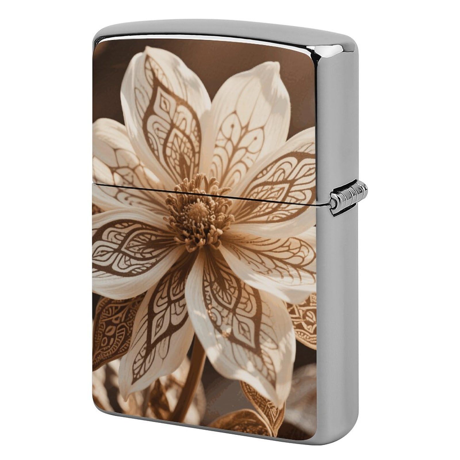 Abstract Flower Lighter Case Cover Vintage Metal Lighter Sleeve Reusable Lighter Protective Cover Decorative Lighter Holder Birthday Gifts for Men Women