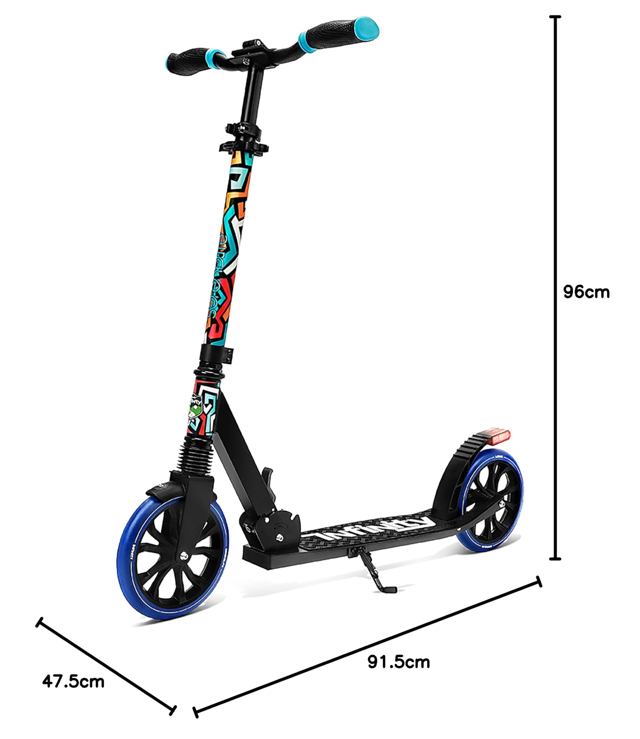 SereneLife Monopattino, Monopattino Bambini da 8 Anni, 2 Ruote con Manubrio Regolabile, Adulti e Adolescenti, Antiscivolo, Monopattino Pieghevole, Monopattino a Spinta e Portatile con Tracolla