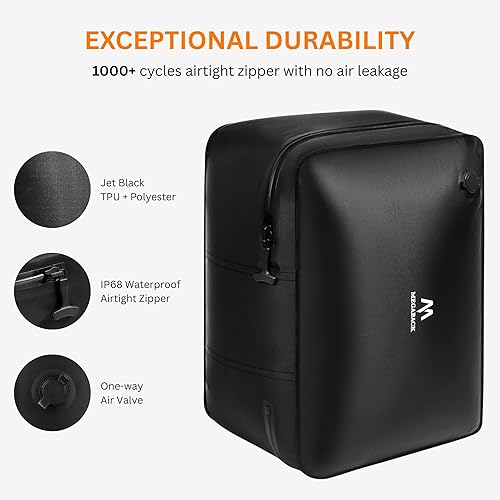 Miniatura 5 de Bolsas de vacío para viajes con bomba, bolsas de compresión al vacío reutilizables para equipaje, IP68 impermeable, diseño de apertura superior, se