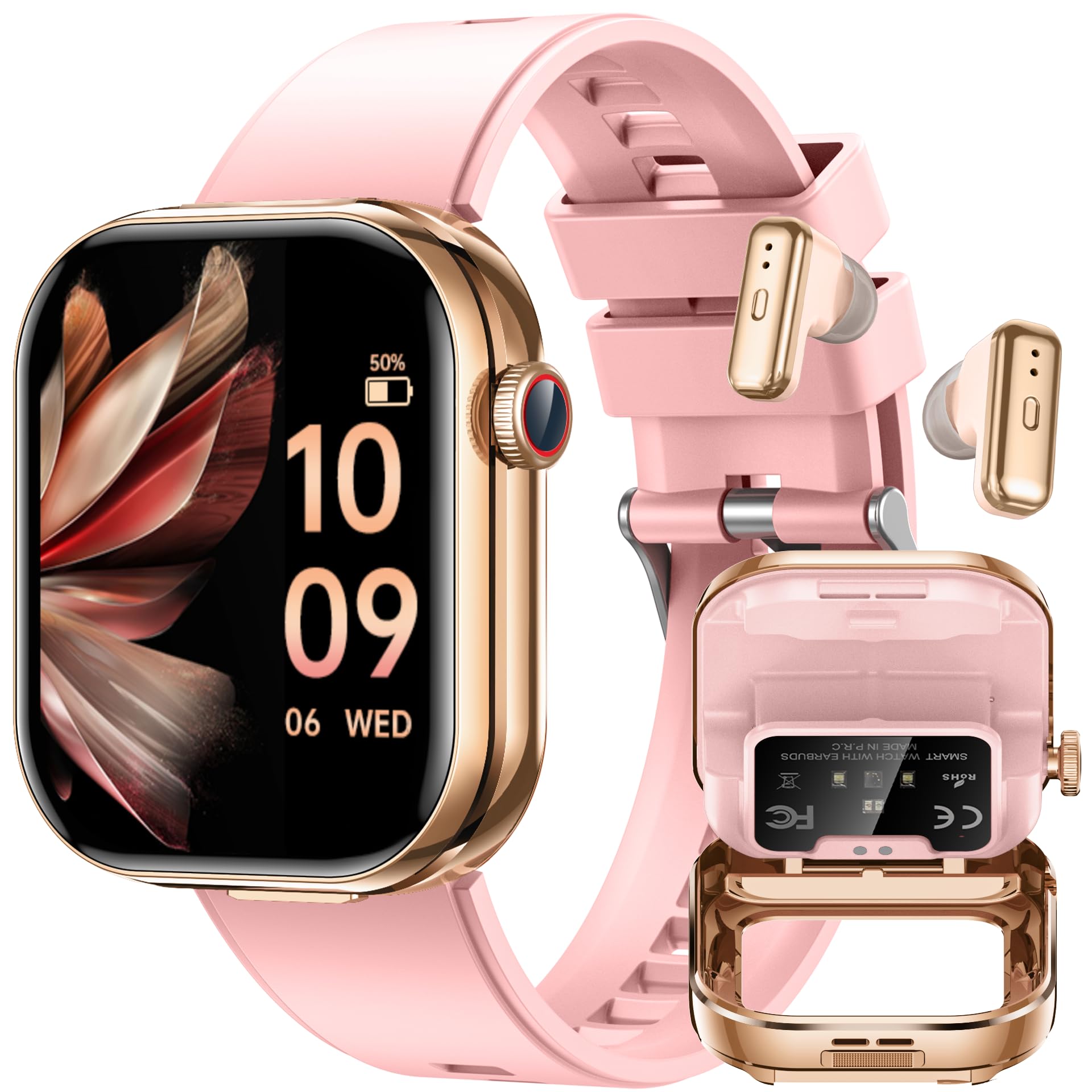 Smart Watch Man Woman with Headphones: 2.02'' HD Screen Smartwatch with IP67 Waterproof Dual Bluetooth 100+ Sports Modes Blood Pressure Heart Rate SpO2 Sleep for Android iOS