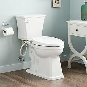 Signature Hardware 482473 Benbrook 1.28 GPF Two Piece Elongated Toilet - ADA Compliant, Bidet Seat Included - White/Chrome Lever