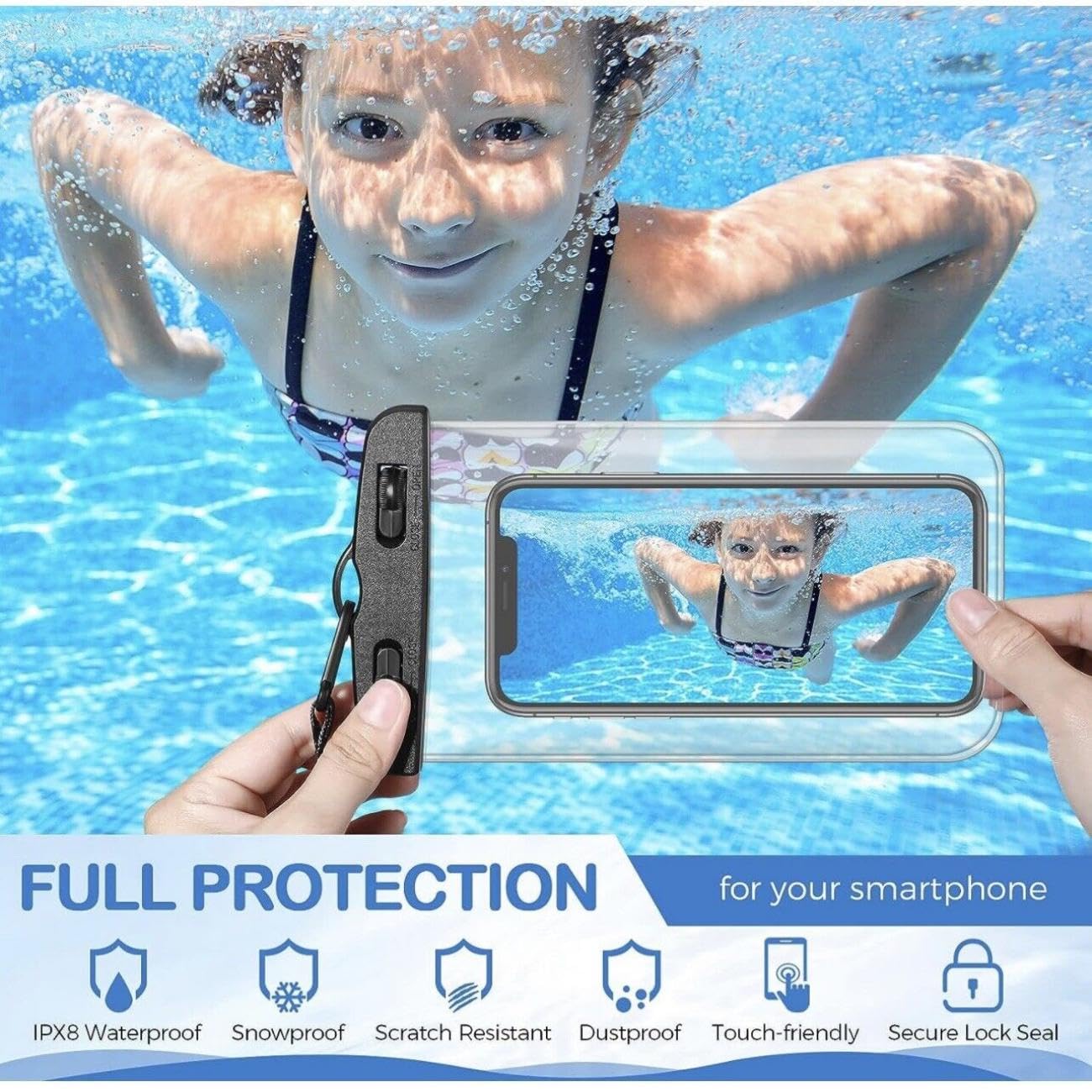 Wasserdichte Handytasche, 21,1 cm (8,3 Zoll), wasserdichte Handyhülle für iPhone 16, 15, 14, 13 Pro Max, IPX8, Handy-Trockentasche, Strand, Kreuzfahrt, Schiff, Essentials (schwarz)