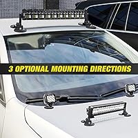Vista 5 de Nilight 2PCS Magnetic Base Light Bar Mounts Universal Fit Strong Sucker Holder W/Rubber Boot for LED Pod Work Lights Auxiliary Driving Lamp on Roof