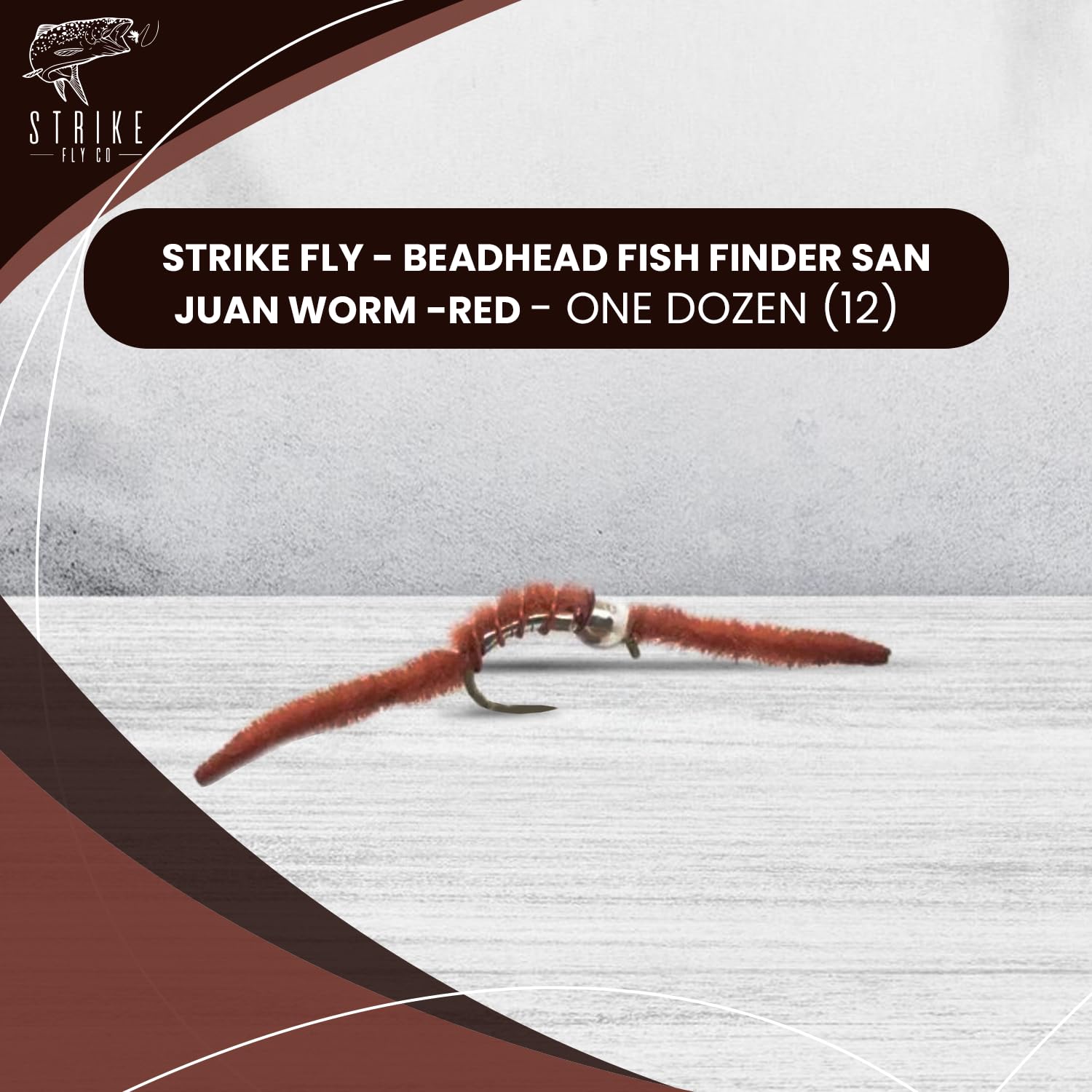 Strike Fly - Beadhead Fish Finder San Juan Worm - One Dozen 12 -Red - Nymph - Size 10- Essential for Successful Fly Fishing Adventures